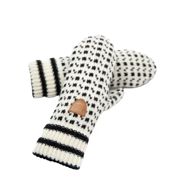 Bråtens Islender Vott Hvit/sort M God og varm ullvott i dobbelstrikk 